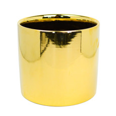 Imagem de VASO DECORATIVO DE CERÂMICA COR DOURADO 17X17X15CM - GRILLO 54782 - Grillo Ltda