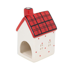 Imagem de CASINHA NATALINA DE CERÂMICA COR BRANCO E VERMELHO COM PRETO 10X18X16CM - CROSS  - Cross Comercial Ltda