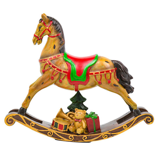 Imagem CAVALO DE BALANCO EM RESINA DECORATIVO COLORIDO 21X4X18CM - CROSS 