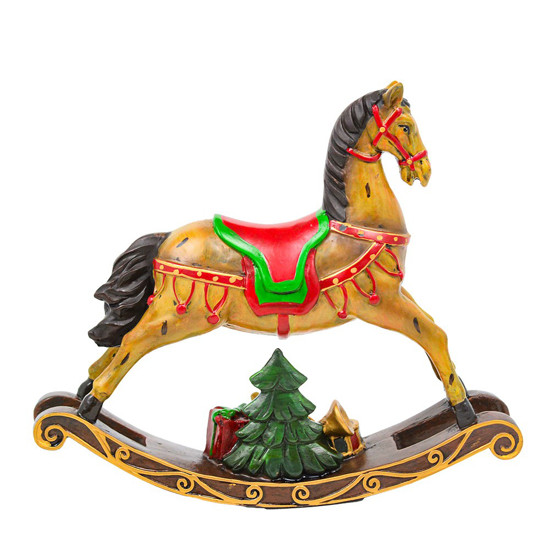 Imagem CAVALO DE BALANCO EM RESINA DECORATIVO COLORIDO 21X4X18CM - CROSS 
