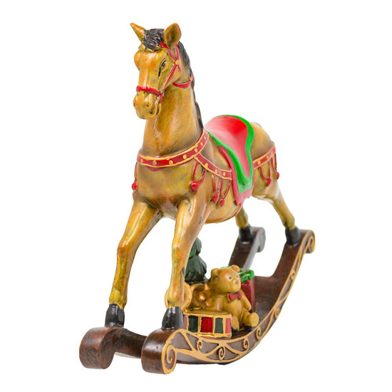 Imagem CAVALO DE BALANCO EM RESINA DECORATIVO COLORIDO 21X4X18CM - CROSS 