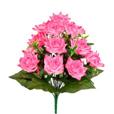 Imagem de BUQUÊ ROSA DIAMANTE COM GYPSO X18 ROSA 34X45CM - GRILLO 53452 - Grillo Ltda