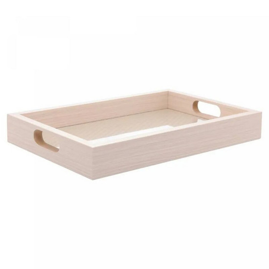 Imagem BANDEJA RETANGULAR DE MDF COM FUNDO TRESSÊ 30CM X 4CM X 20CM - LYOR