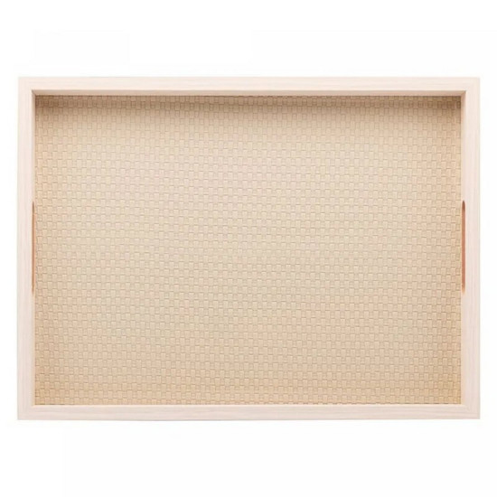 Imagem BANDEJA RETANGULAR DE MDF COM FUNDO TRESSÊ 40CM X 4CM X 30CM - LYOR