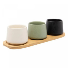 Imagem de CONJUNTO 3 BOWLS COM BANDEJA DE BAMBU 31CM X 10CM X 7CM - LYOR - Coliseu Presentes Ltda