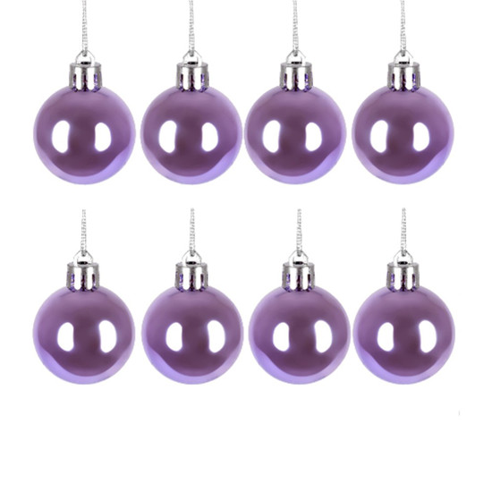 Imagem JOGO DE BOLA NATALINA COR LILÁS 8 PEÇAS DE 3CM - GRILLO 52363