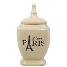 Imagem de VASO DECORATIVO PARIS DE CERÂMICA COR CREME E PRETO 34CM - GRILLO 30420 - Grillo Ltda