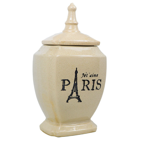 Imagem VASO DECORATIVO PARIS DE CERÂMICA COR CREME E PRETO 40CM - GRILLO 30419