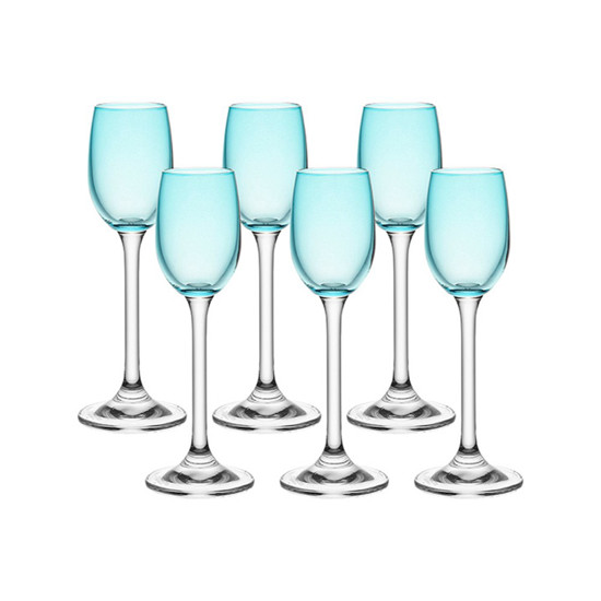 Imagem JOGO DE TAÇAS COLLECTION COLOBRI PARA LICOR DE CRISTAL GASTRO 65ML 6 PEÇAS COR AZUL CRYSTAL BOHEMIA