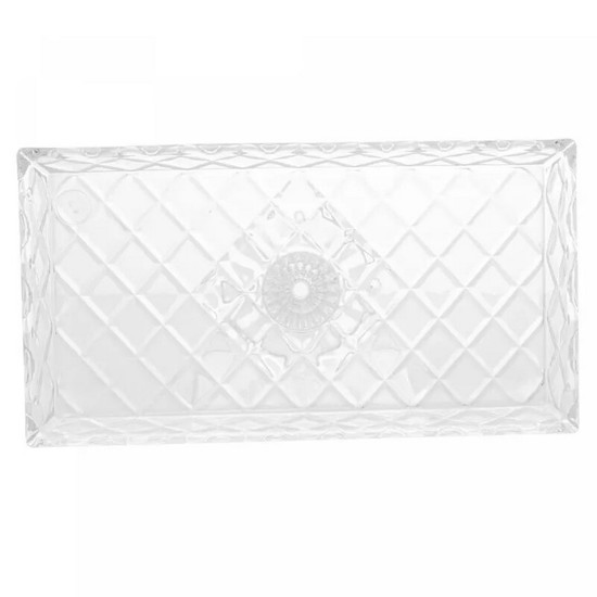 Imagem TRAVESSA PARA SERVIR DE CRISTAL COM PÉ DIAMOND 34,5CM X 18,5CM X 11,5CM - LYOR