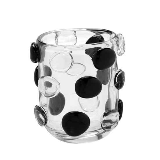 Imagem VASO DECORATIVO DE VIDRO COR TRANSPARENTE E PRETO 17X14X21CM - MABRUK 