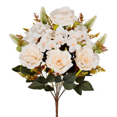 Imagem de BUQUÊ ROSA E HORTENSIA MISTO X12 BEGE 30X50CM - GRILLO 53433 - Grillo Ltda