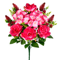 Imagem de BUQUÊ ROSA E HORTENSIA MISTO X12 ROSA ESCURO 30X50CM - GRILLO 53433 - Grillo Ltda