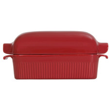 Imagem de FORMA DE PÃO COM TAMPA DE PORCELANA COR VERMELHO 29 × 13,5 × 12CM - GERMER  - Germer Porcelanas Finas