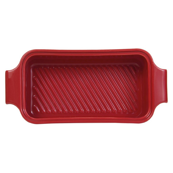 Imagem FORMA DE PÃO COM TAMPA DE PORCELANA COR VERMELHO 29 × 13,5 × 12CM - GERMER 