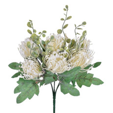 Imagem de BUQUÊ ALFINETEIRO X6 (LEUCOSPERMUM) CREME VERDE 29CM - GRILLO 55326 - Grillo Ltda