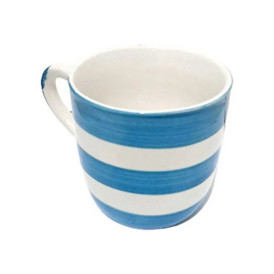 Imagem JOGO DE XÍCARA DE CERÂMICA PARA CAFÉ COM FAIXA AZUL ESCURO 90ML 6 PEÇAS - HAUSKRAFT