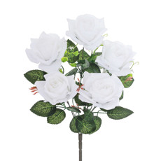Imagem de BUQUÊ DECORATIVO DE ROSA BRANCA EM PLÁSTICO MOLDÁVEL 46X20 CM - GRILLO - Grillo Ltda