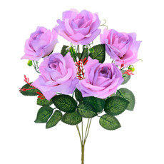 Imagem de BUQUÊ DECORATIVO DE ROSA DIAMANTE LAVANDA EM PLÁSTICO MOLDÁVEL 46X20 CM - GRILLO - Grillo Ltda