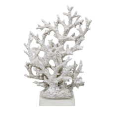 Imagem de ESCULTURA DECORATIVA CORAL DE RESINA COR BRANCO COM BASE DE ACRÍLICO 23X25X10CM - LUCATTI  - Lucatti Artes E Decoracoes Ltda