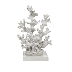 Imagem de ESCULTURA DECORATIVA CORAL EM RESINA COR BRANCO COM BASE DE ACRÍLICO 15X10X8CM - LUCATTI  - Lucatti Artes E Decoracoes Ltda