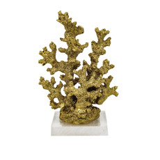 Imagem de ESCULTURA DECORATIVA CORAL EM RESINA COR DOURADO COM BASE DE ACRÍLICO 15X10X8CM - LUCATTI  - Lucatti Artes E Decoracoes Ltda