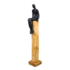 Imagem de ESCULTURA DECORATIVA PESSOA SENTADA EM MADEIRA E RESINA PRETO M 68X10X14CM - LUCATTI  - Lucatti Artes E Decoracoes Ltda