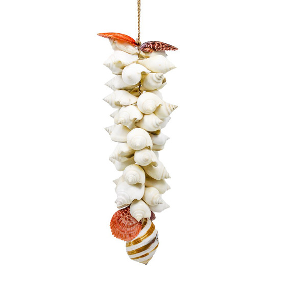 Imagem OBJETO DECORATIVO GARLAND CANARIUM WHITE W/RADULA COM CONHAS 35CM 