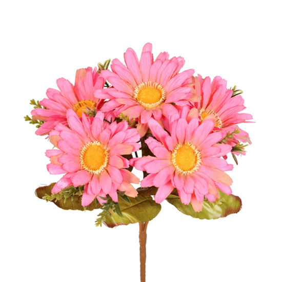 Imagem BUQUÊ DECORATIVO DE GERBERA COR CHICLETE EM PLÁSTICO MOLDÁVEL 30X20 CM - GRILLO