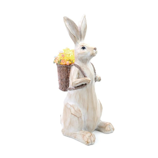 Imagem COELHO DECORATIVO DE RESINA COM COM CESTA COM LED (GALLERY) 12,5X10X28CM - CROMUS 