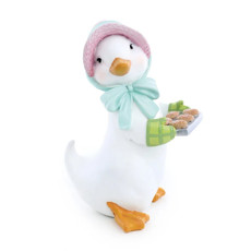 Imagem de PATO DECORATIVO DE RESINA COM DONUTS (CUTE FAMILY) COLORIDO 13,5X10,5X19,5CM - CROMUS  - Cromus Embalagens Ind E Com Ltda