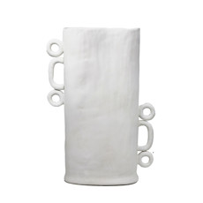 Imagem de VASO DECORATIVO EM CERÂMICA COR BRANCO 42X30X11CM - LUCATTI  - Lucatti Artes E Decoracoes Ltda