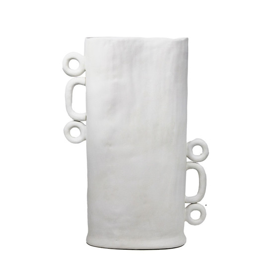 Imagem VASO DECORATIVO EM CERÂMICA COR BRANCO 42X30X11CM - LUCATTI 