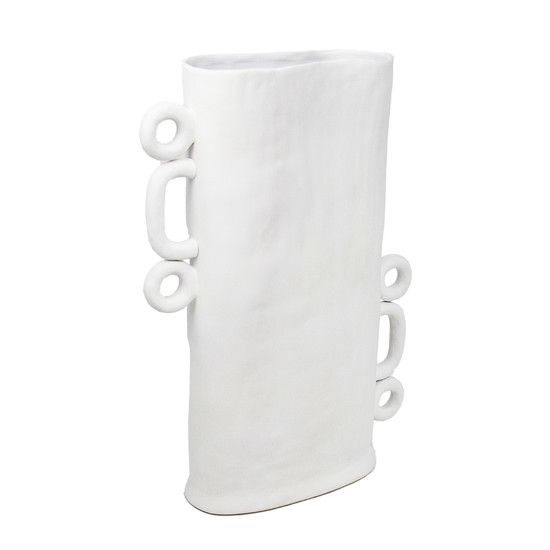 Imagem VASO DECORATIVO EM CERÂMICA COR BRANCO 42X30X11CM - LUCATTI 