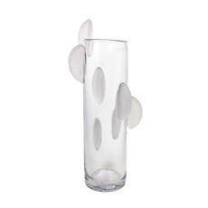 Imagem de VASO DECORATIVO EM VIDRO INCOLOR COM DETALHES FOSCO G 40X15CM - LUCATTI  - Lucatti Artes E Decoracoes Ltda