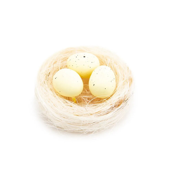 Imagem NINHO DECORATIVO COM OVOS COR AMARELO 3 UNIDADES 7X7X4CM - CROMUS 