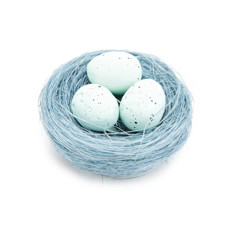 Imagem de NINHO DECORATIVO COM OVOS COR AZUL 3 UNIDADES 7X7X4CM - CROMUS  - Cromus Embalagens Ind E Com Ltda