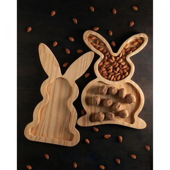 Imagem PETISQUEIRA DE MADEIRA COELHO EASTER PINUS 35CM X 25CM X 1,5CM - WOODART
