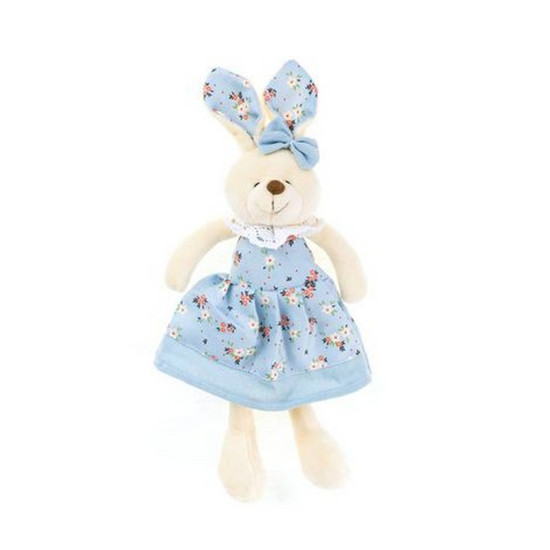 Imagem COELHA DECORATIVA COM VESTILO E LAÇO AZUL EM PÉ 30CM - TOK DA CASA 