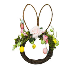 Imagem de GUIRLANDA ORELHAS COELHO  COM OVOS E FLORES 51CM - CROMUS  - Cromus Embalagens Ind E Com Ltda