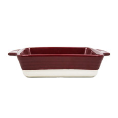 Imagem de TRAVESSA DE CERÂMICA COR VERMELHO E BRANCO COM ALÇA 28X21X6CM - GRILLO 55095 - Grillo Ltda