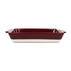 Imagem de TRAVESSA DE CERÂMICA COR VERMELHO E BRANCO COM ALÇA 38X23X6CM - GRILLO 55096 - Grillo Ltda