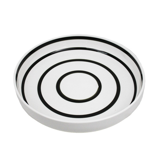 Imagem TIGELA REDONDA DE CERÂMICA COR BRANCO E PRETO 30X30X6CM - GRILLO 55072