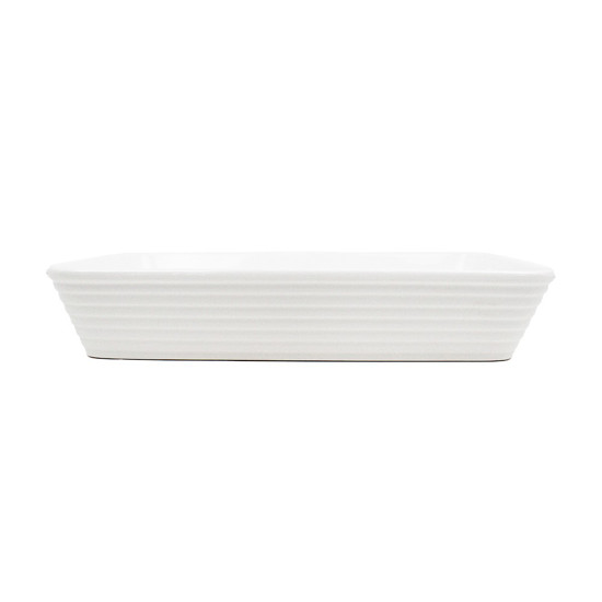 Imagem TRAVESSA PARA SERVIR COR BRANCO DE CERÂMICA 30X20X5CM - GRILLO 55059