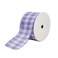 Imagem de FITA DECORATIVA ARAMADA XADREZ LILÁS E BRANCO 6,3 CM X 9,14 M - Importsul Ltda Me