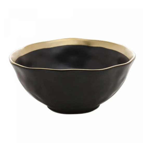 Imagem BOWL DE PORCELANA DUBAI PRETO E DOURADO 7CM X 15CM - WOLFF