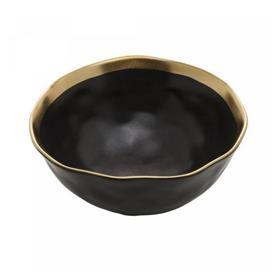 Imagem BOWL DE PORCELANA DUBAI PRETO E DOURADO 7CM X 15CM - WOLFF