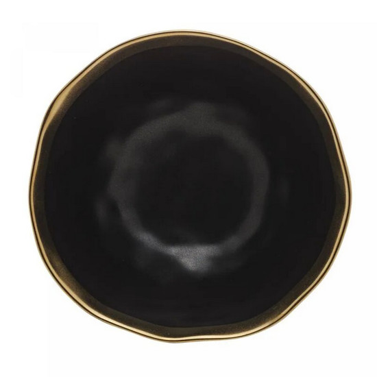 Imagem BOWL DE PORCELANA DUBAI PRETO E DOURADO 7CM X 15CM - WOLFF