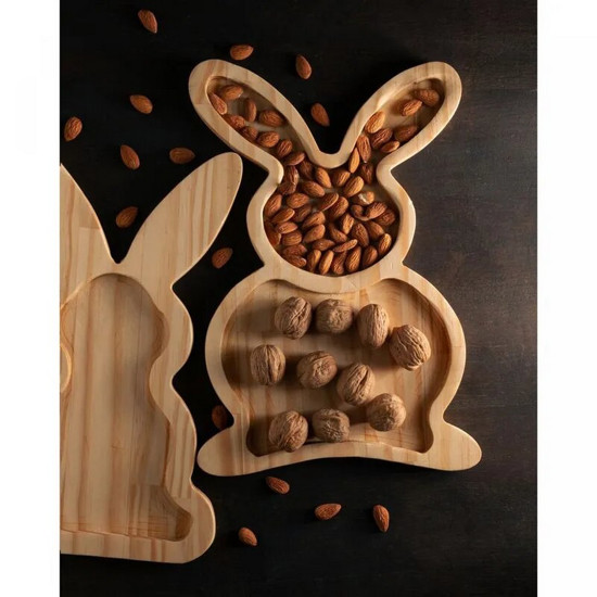 Imagem PETISQUEIRA DE MADEIRA COELHO EASTER PINUS 35CM X 20CM X 1,5CM - WOODART