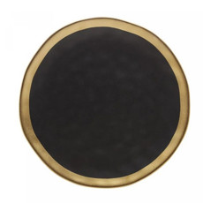 Imagem de PRATO PARA SOBREMESA DE PORCELANA DUBAI PRETO E DOURADO 21CM X 2CM - WOLFF - Rojemac Impotacao E Exportacao Ltda